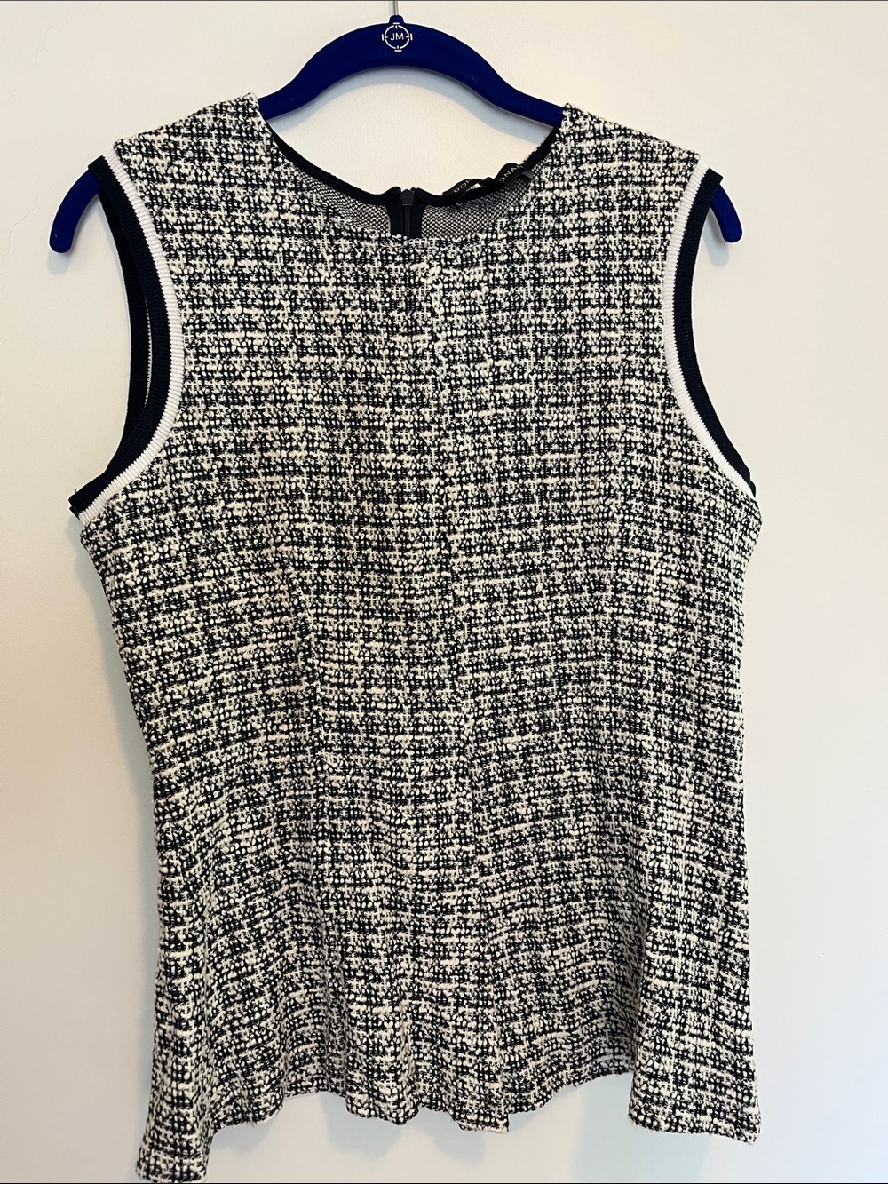 Black & White Tweed Sleeveless Shell Top